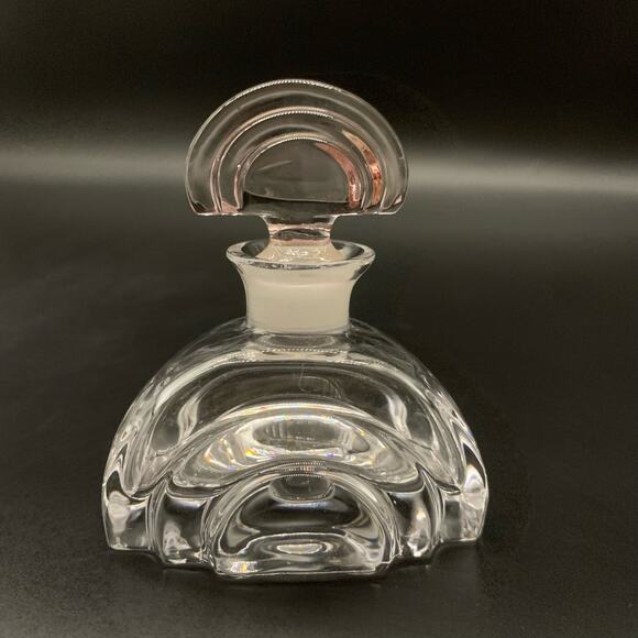 Vintage Other - Collezione Glass Line Italy Art Deco Style Genuine Lead Crystal Bottle Pink Lid